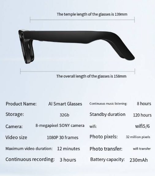 Meta AI Camera Smart Glasses
